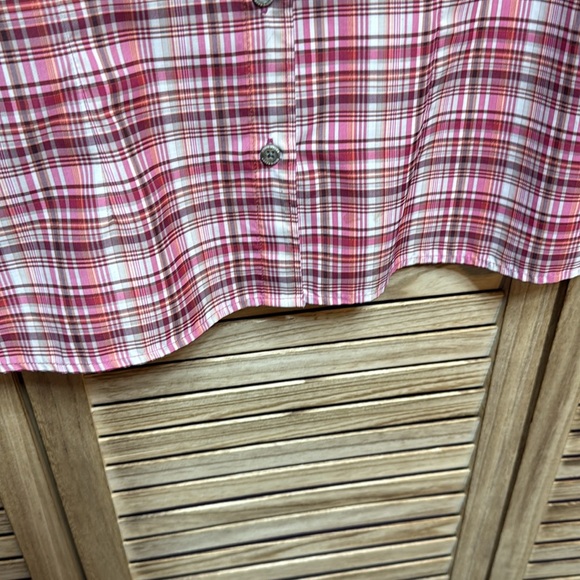 Eddie Bauer Red Plaid Short Sleeve Button Down Shirt Size L - Picture 2 of 12